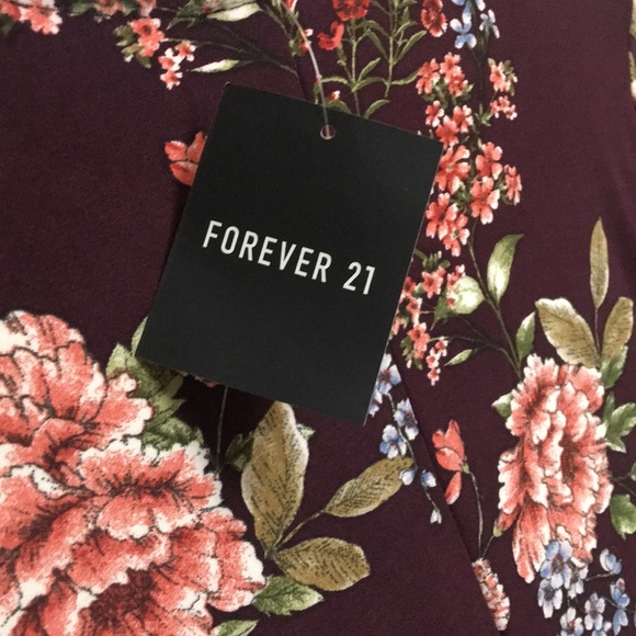 Forever 21 Plum Red Floral Knit Dress - Picture 5 of 5